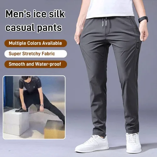 Vista 4 de lavifer Pantalones elásticos de secado rápido para hombre, pantalones transpirables para correr, con cordón y bolsillos