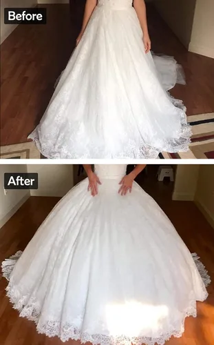 Vista 6 de Completo línea A de 6aros largo hasta el piso, vestido de novia, combinación para vestido.