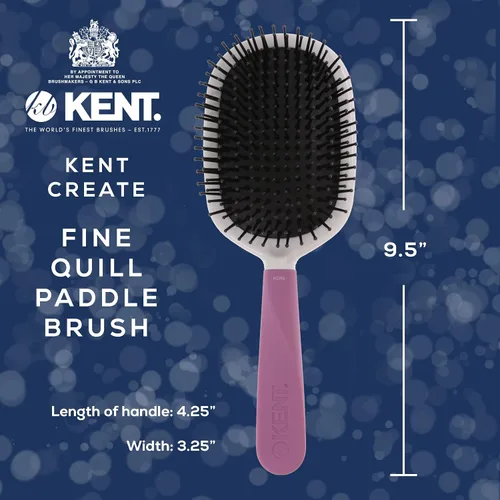 Vista 2 de Kent KCR5 "Create" - Cepillo acolchado grande para alisar y alisar todo tipo de cabello, cepillo desenredante con mango ergonómico morado y cerdas