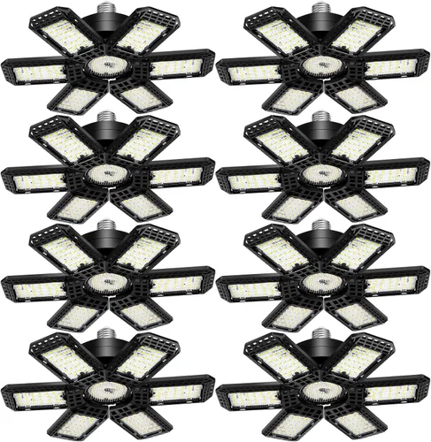 Vista 7 de AUDLES - Paquete de 1 luz de garaje, 200 W, 20000 lm, 6500 K, luces LED para taller, luces de techo LED para garaje con 6+1 paneles deformables