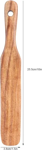 Vista 3 de Spurtle de madera para cocinar, utensilios de madera de teca natural, espátula antiadherente para untar, espátula plana de mango largo para cocina