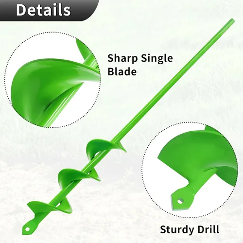 Vista 4 de Broca de taladro para plantar, broca en espiral de longitud extendida de 1.6 x 16.5 pulgadas, para bombillas, flores y plantas de cama, se adapta a