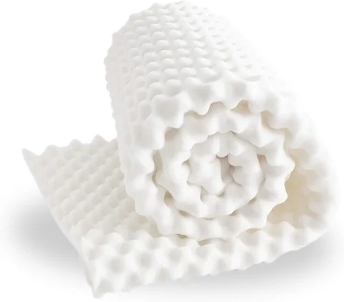 Vista 6 de Nutan, Cubrecolchón de espuma transpirable con cáscara de huevo contorneada de 1 pulgada, añade comodidad al colchón, individual, color blanco