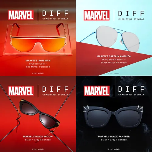 Vista 3 de DIFF Marvel Avengers - Gafas de sol polarizadas para hombres y mujeres, protección UV400