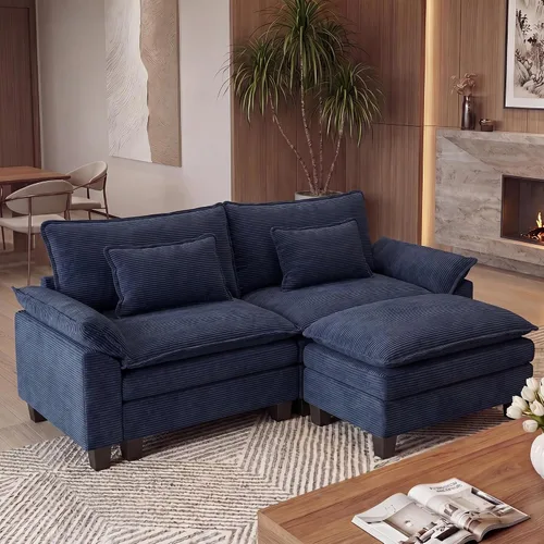 Vista 42 de URRED - Sofá seccional modular Cloud, sofá moderno en forma de L de 87" con profundidad de asiento con otomana y almohadas, ultra cómodo sofá