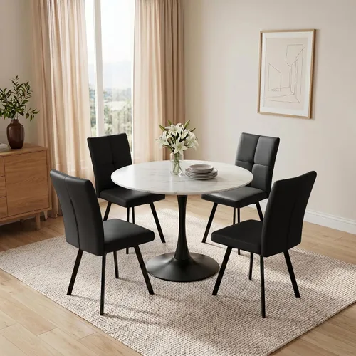 Vista 15 de HIPIHOM Juego de 2 sillas de comedor, sillas de cocina tapizadas Negro