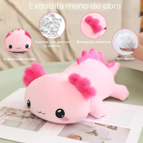 Vista 3 de SQEQE Peluche de ajolote con peso, animal de peluche de ajolote con peso, lindo juguete de almohada rosa suave, regalo para niños y adultos, 9.8