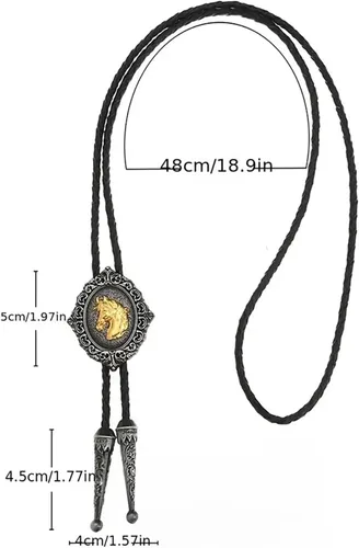 Vista 62 de Jeilwiy Corbata de bolo para hombre, corbata de vaquero occidental, collar de corbata de bolo dorado, corbata de cuero, corbata de Halloween