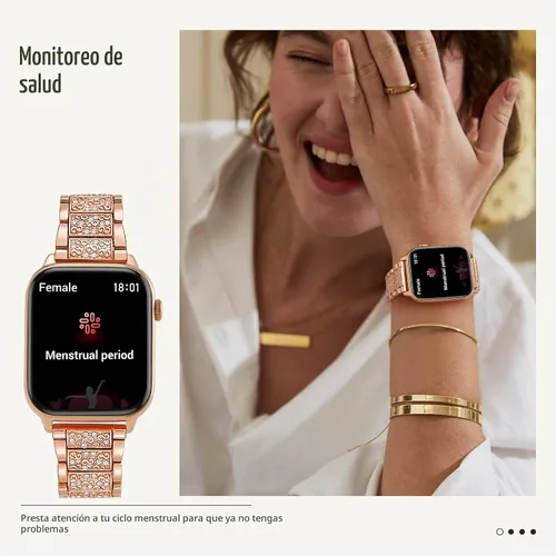 Vista 2 de Reloj inteligente para mujer, reloj inteligente de recepción de llamadas/marcación para teléfonos Android iOS, rastreador de actividad impermeable