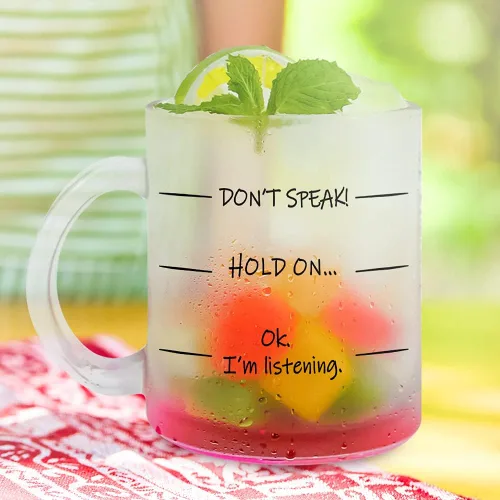 Vista 3 de Fatbaby ¡No hables! Taza de café divertida de 11 oz de vidrio, regalo de cumpleaños original para mujeres, esposa, mamá, hija con taza de frases