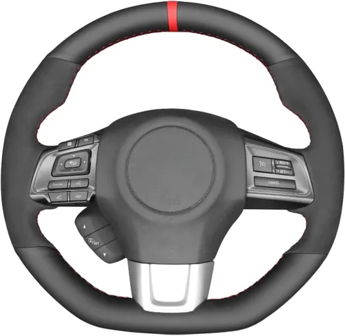 Vista 28 de MEWANT Funda de volante de automóvil transpirable cosida a mano para Subaru WRX 2015-2021 / WRX STI 2015-2021, accesorios para volante Subaru WRX