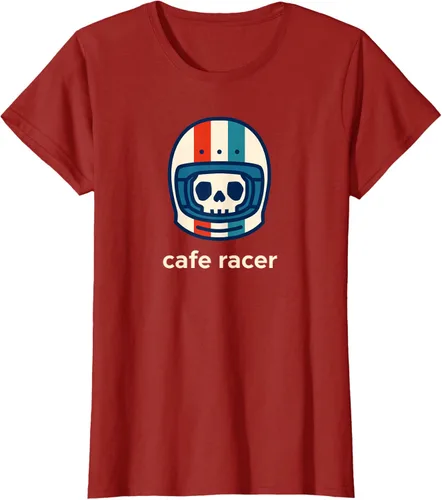 Vista 57 de Cafe Racer Moda Simple Casco Diseño Motocicleta Camiseta Negro