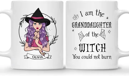 Vista 12 de Gossby Taza de café de bruja personalizada, regalo personalizado de Halloween para mujeres, hermana, mejor amiga, mamá, abuela con diseño, nombre