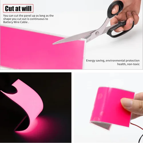 Vista 3 de jose2015 - Panel electroluminiscente EL de 4.7 x 2.0 in, color rosa claro, panel EL flexible de 12 V, luz de decoración para cosplay, fiesta