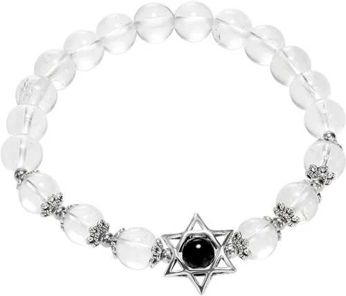 Vista 2 de TUMBEELLUWA Pulsera con cuentas Hexagrama Estrella Curativa Cristal Semipreciosa Piedra Estirada