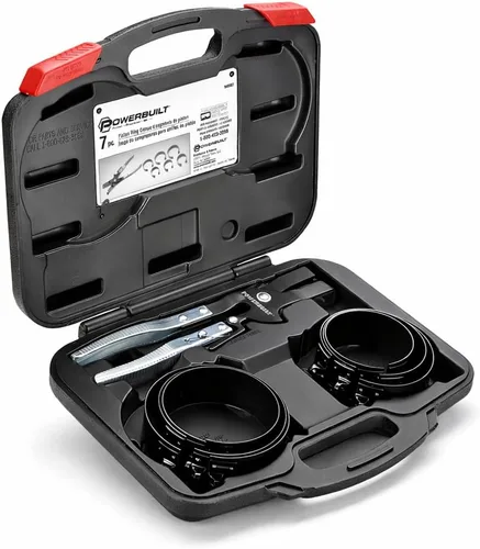 Vista 2 de Powerbuilt - Juego de herramientas de compresor de anillo de pistón para motor de automóvil, abrazaderas de mantenimiento de vehículos, alicates