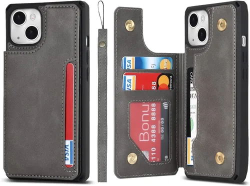 Vista 21 de Cavor para iPhone 14 Plus Funda tipo cartera con tarjetero, Funda tipo cartera para iPhone 14 Plus para mujeres, Doble cierre magnético a prueba