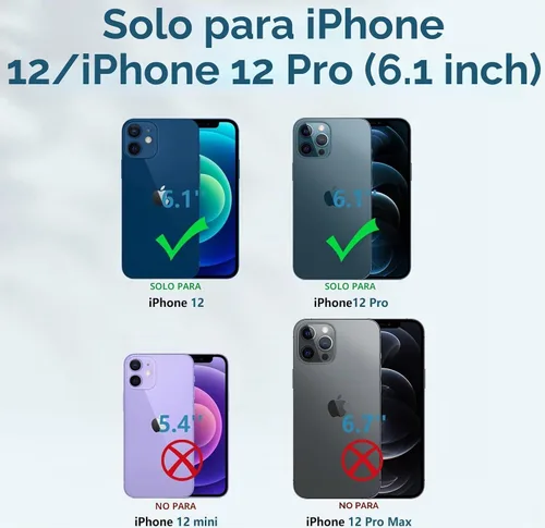 Vista 2 de FNTCASE - Funda para iPhone 12 con protector de pantalla integrado y soporte 20FT Military-Grade Drop Protection, Anti-Slip Matte Textured, Rugged