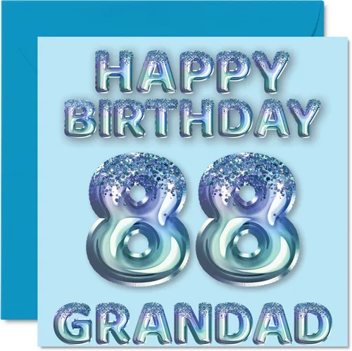 Vista 325 de Stuff4 Tarjeta de primer cumpleaños para niños, globo de fiesta con purpurina azul, tarjetas de feliz cumpleaños para niño de 1 año, nieto, hijo, 57