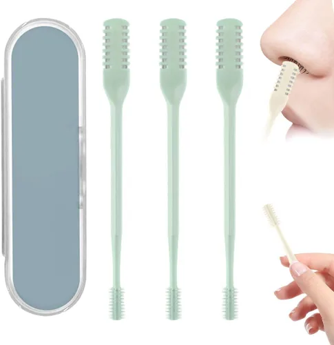Vista 13 de AprYew Cortador de pelo nasal 2 en 1, recortador de vello nasal para hombres y mujeres, herramienta de extracción manual portátil de 360° con Beige