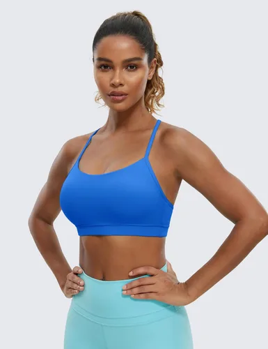 Vista 2 de CRZ YOGA Butterluxe - Brasier deportivo con espalda en Y para mujer, con espalda cruzada, de bajo impacto, tirantes delgados, para entrenamiento