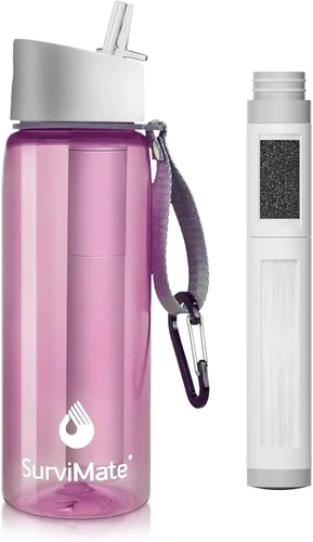 Vista 14 de SurviMate - Botella de agua filtrada con ultrafiltración de 5 etapas de Negro
