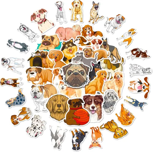 Vista 2 de The Dog Stickers 50 piezas de vinilo impermeable acuarela paquete de calcomanías de viaje para botella de agua, portátil, guitarra, patineta, coche
