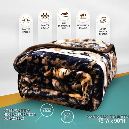 Vista 3 de Manta con diseño de lobo, 3.5 libras, ultra suave, de felpa, cálida