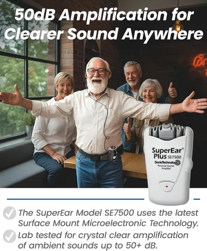 Vista 5 de SuperEar Modelo SE7500 para Personas Mayores - Amplificadores Auditivos para Personas Mayores y Adultos Mayores, Amplificador de Sonido Personal