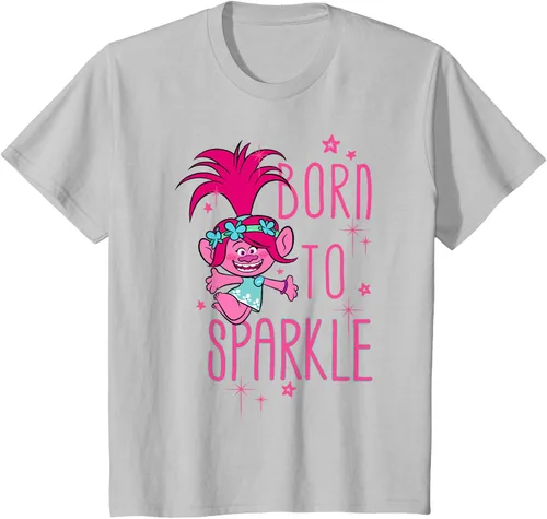 Vista 31 de DreamWorks Trolls Camiseta Born to Sparkle Negro