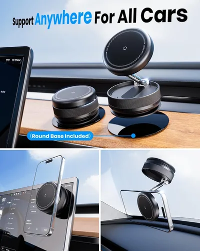Vista 2 de 2026 Actualizado Soporte Magnético de Vacío 360° para Coche y Teléfono con Magsafe [Sución Más Fuerte de 96+LBS y Magnetismo Más Fuerte de 2800gf]