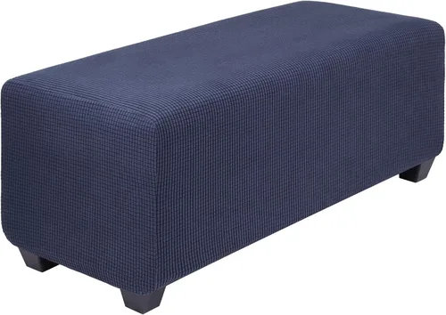 Vista 37 de PiccoCasa Funda otomana de alta elasticidad con parte inferior elástica, funda suave de tela jacquard a cuadros pequeños, funda rectangular