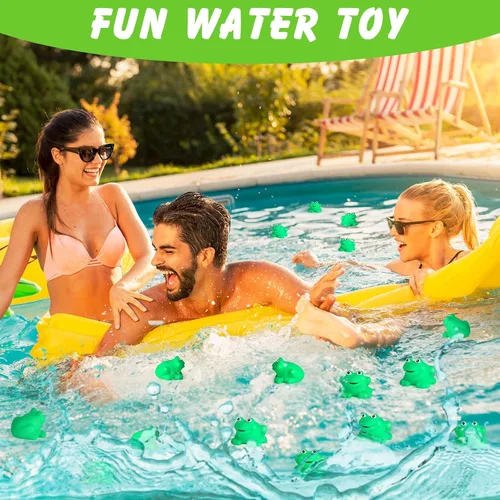 Vista 5 de Mototo 120 piezas de ranas chirriantes pequeñas ranas chirriantes flotan juguete de baño verde ducha natación bañera juguete relleno de huevos