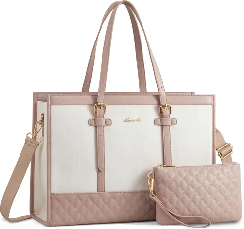 Vista 10 de LOVEVOOK Bolsa para Laptop para Mujeres de 15.6 pulgadas Bolsa Tote de Lona para Laptop, Bolsa de Trabajo de Gran Capacidad con Bolso de Mano, Bolsa