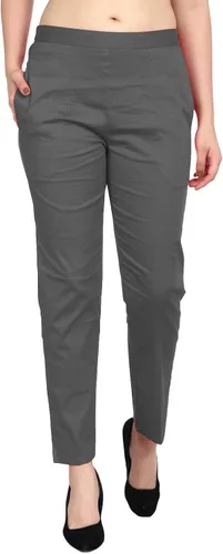 Vista 2 de ladyline Pantalones rectos elásticos de algodón para mujer, con cierre elástico, un bolsillo