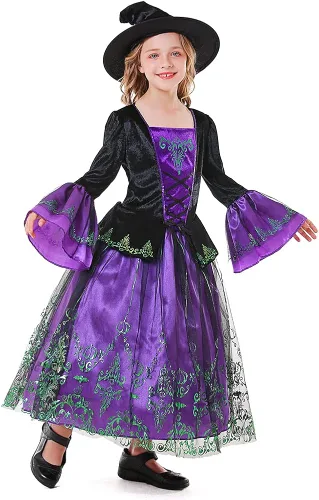 Vista 4 de JUST FOR PARTY Kids Witch Costume for Girls Halloween Costumes,Halloween Costumes Witch Costume for Girls