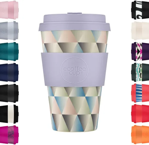 Vista 11 de Ecoffee Cup Taza de café reutilizable de 14 onzas (13.5 fl oz) – Taza de viaje a base de plantas PLA con tapa de silicona, sin melamina y apta