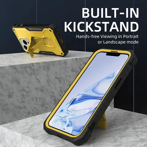 Vista 4 de Funda para Apple iPhone 13 Pro (no iPhone 13), protección de grado militar a prueba de golpes con protector de pantalla HD de vidrio templado