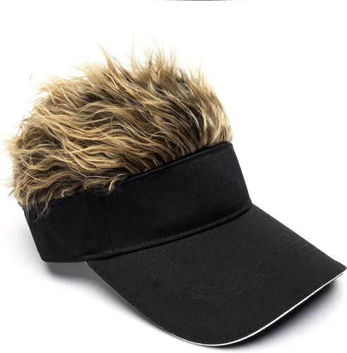 Vista 3 de Gorra de béisbol ajustable para hombre, con visera para el sol, divertida, gorra de golf falsa, color negro