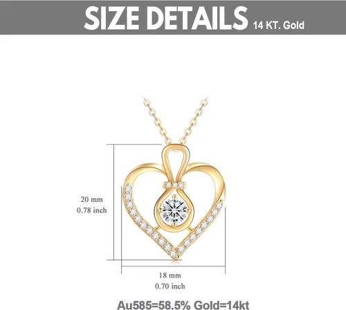 Vista 7 de SISGEM Collar de corazón de oro macizo de 14 quilates para mujer, oro amarillo de 0.55 quilates (CTTW), collar con dije de corazón infinito