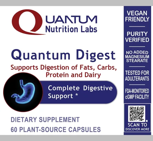 Vista 3 de Quantum Digest - Enzimas digestivas para el apoyo a la digestión - Ayuda en la descomposición de carbohidratos, proteínas y lácteos* - Suplemento