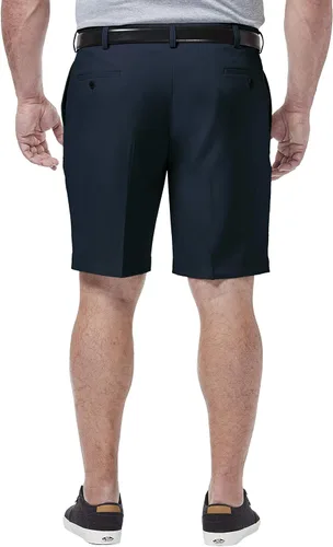Vista 3 de Haggar Cool 18 Pro - Pantalones cortos de ajuste recto plisado en 4 direcciones con cintura expandible para hombre