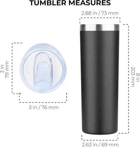 Vista 7 de Vaso aislado personalizado de 20 onzas con tapa, termo personalizado con recubrimiento de polvo de metal delgado para mujeres y hombres, regalo