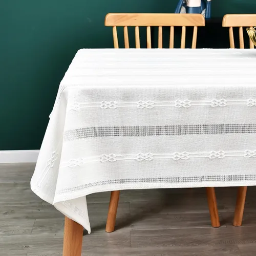 Vista 18 de Mantel de Algodón Resistente para Mesa Cuadrada Estilo Granja Vintage Mantel Lavable Cobertura de Mesa Rústica (Gris, 52''x52'')