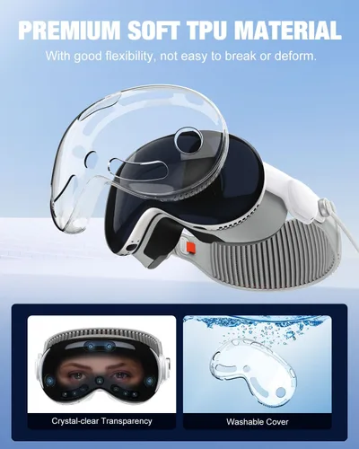 Vista 5 de MoKo Protective Cover Compatible with Vision Pro, Clear One-Piece TPU Case for Vision Pro VR Headset 2024 Accessories, Shockproof, Slim Fit