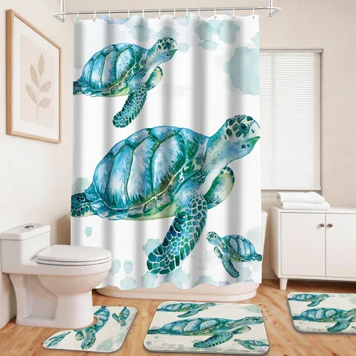 Vista 9 de Cool Modern - Juego de portaaviones para niños con cortina de ducha náutica militar y alfombras de 20 x 31 pulgadas, accesorios de baño, decoración