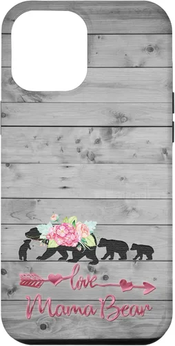 Vista 25 de Pink Floral Black Mama Bear three cubs Vintage Gray Rustic Case for iPhone 16