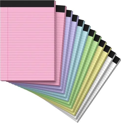 Vista 8 de Blocs de Notas Legales de 8.5 x 11 pulgadas, Blocs de Notas Legales de Colores, Rayado Ancho, Paquete de 10 Blocs de Notas de 8.5 x 11, Blocs