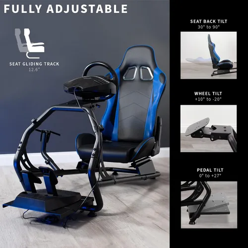 Vista 3 de VIVO Racing Simulator Cockpit with Wheel Stand, Gear Mount, Chair and Frame Only, Fits Logitech, Thrustmaster, Fanatec, Compatible with Xbox One