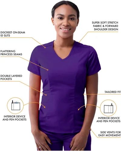 Vista 3 de Adar Pro Scrubs - Camiseta médica moderna con cuello en V